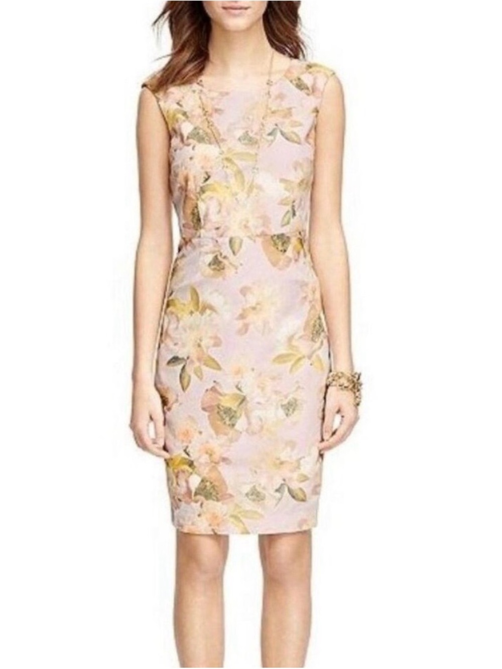 Brooks Brothers Pale Pink Floral Sheath Dress Size 14